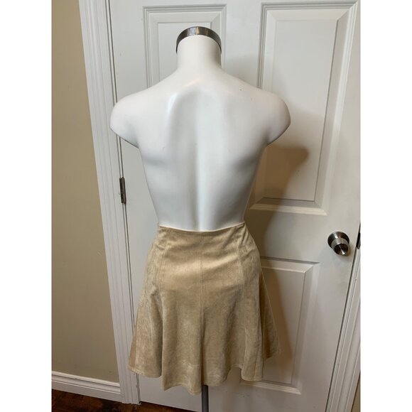 BCBG Max Tan Light Khaki Nicky Faux Suede A-Line Skirt, Size M NWT! $130 - Picture 5 of 7